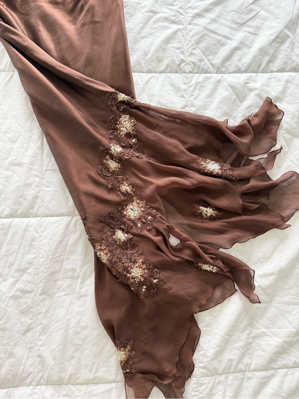 Alberto makali 100% silk asymmetrical sequin maxi skirt. - Picture 2 of 4